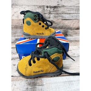 New Vintage Toddler Reebok Boots Brown Green Size 2